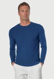 Noah Dark Blue Brick Knit Pure Cotton Crew Neck Jumper