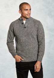 Norton Slate Grey Button Neck Lambswool Jumper