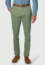 Regular Fit Perry Sage Fine Twill Stretch Cotton Trouser