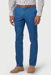 Tailored Fit Perry Blue Fine Twill Stretch Cotton Trouser