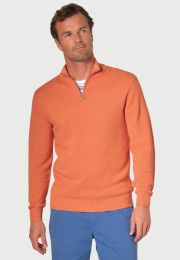 Ricky Salmon Pique Knit Zip Neck Jumper