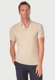 Riggs Pure Cotton Oatmeal Brick Knit Polo Shirt