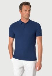 Riggs Pure Cotton Dark Blue Brick Knit Polo Shirt