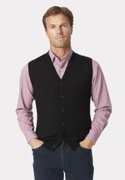 Salcombe Black Merino Wool Waistcoat