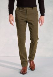 Tailored Fit Seychelles Olive Cotton Blend Twill Trouser