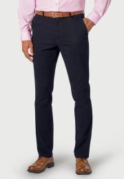 Regular Fit Seychelles  Navy Cotton Blend Twill Trouser