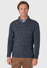 Shaw Denim Blue Shawl Collar Jumper