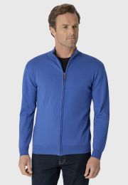 Somerset Electric Blue Cotton Merino Zip Cardigan