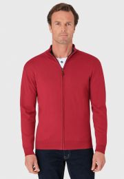 Somerset Claret Cotton Merino Zip Cardigan