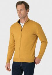 Somerset Mustard Cotton Merino Zip Cardigan