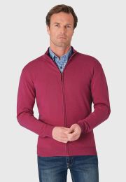 Somerset Raspberry Cotton Merino Zip Cardigan