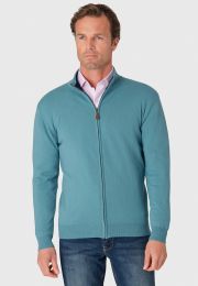 Somerset Aqua Cotton Merino Zip Cardigan