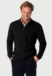 Somerset Black Cotton Merino Zip Cardigan