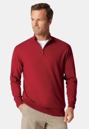 Sussex Claret Cotton Merino Zip Neck Jumper