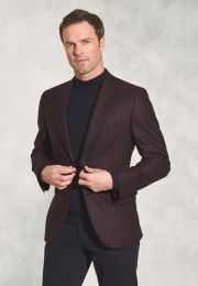 Tailored Fit York Wine Melange Textured Wool Jacket