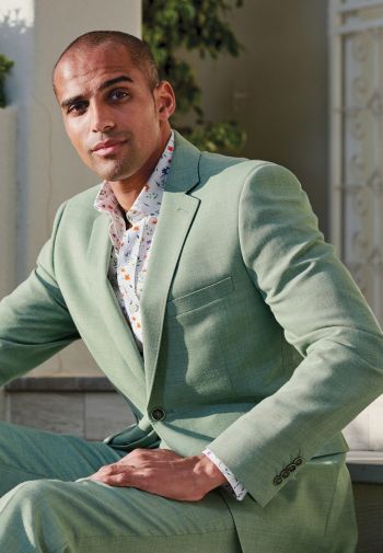 Tailored Fit Constable Sage Linen Blend Suit - Waistcoat Optional 