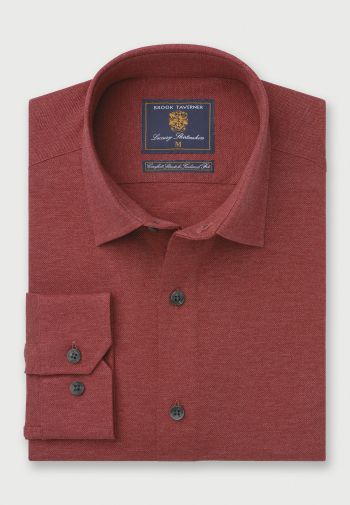 Tailored Fit Wine Knitted Cotton Shirt