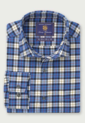 Regular Fit Blue Check 36.5" Sleeve Cotton Shirt
