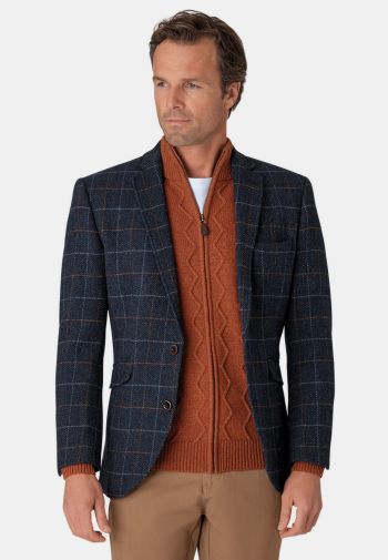 Tailored Fit Aird Blue Check Harris Tweed&reg; Jacket - Waistcoat Optional