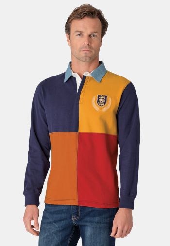 Ayckbourn Red, Navy, Ginger and Gold Harlequin Rugby Shirt