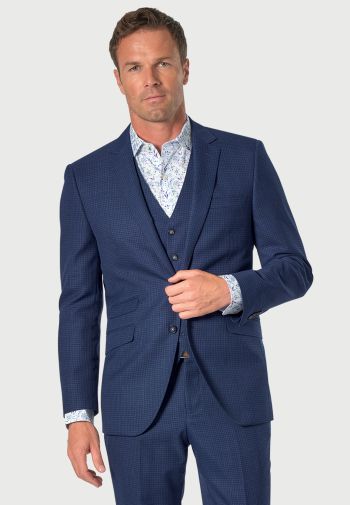 Tailored Fit Calder Blue Puppytooth Check Wool Rich Suit Jacket