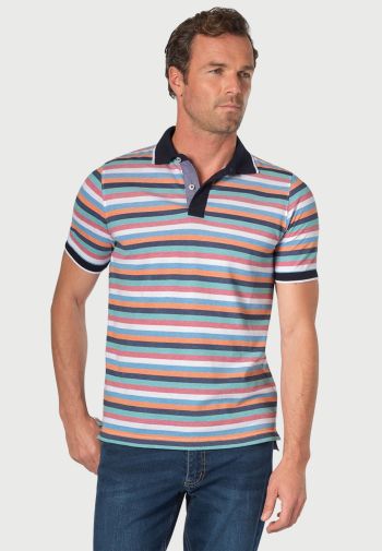 Devizes Indigo Stripe Soft Handle Pique Polo Shirt