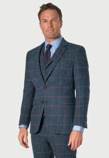 Tailored Fit Inverness Blue Check Harris Tweed&reg; Suit Jacket