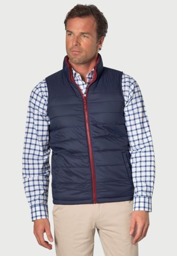 Key Navy and Wine Reversible Quilted Gilet