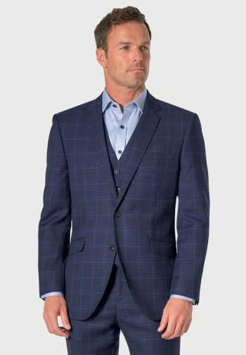 Tailored Fit Rivelin Blue Check Wool Rich Suit Jacket