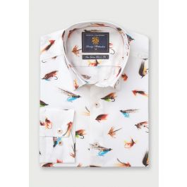 Regular Fit Fly Fishing Print Cotton Shirt