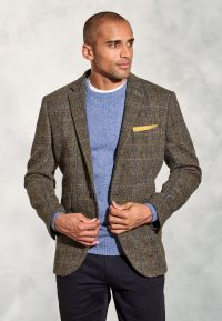 Tailored Fit Sumburgh Green and Blue Check Harris Tweed&reg;  Jacket