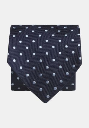 Navy with Sky Spot Pure Silk Tie