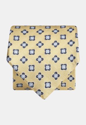 Yellow Floral Pure Silk Tie