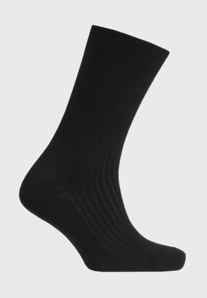 Black Plain Rib Socks