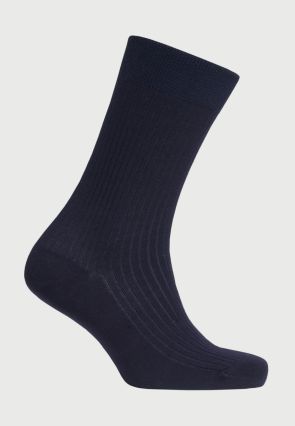 Navy Plain Rib Socks