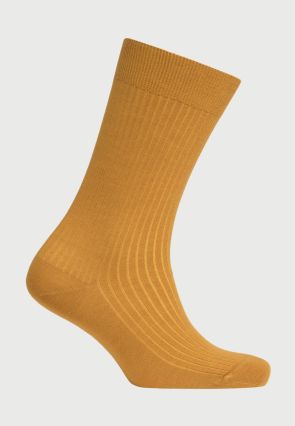 Mustard Plain Rib Socks