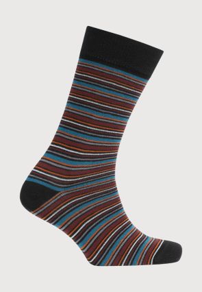 Rust and Teal Multi-Stripe Socks