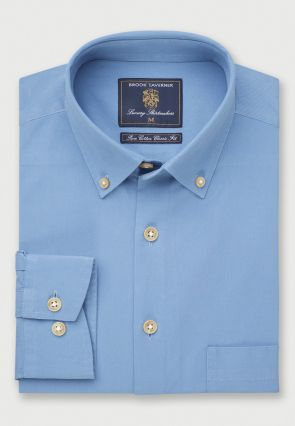 Regular Fit Sky Blue Cotton Twill Shirt