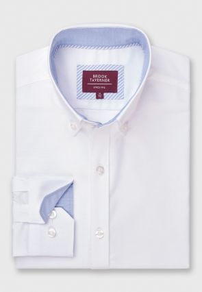 Tailored Fit White Stretch Cotton Oxford Shirt