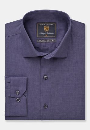 Regular Fit Plain Blue Melange Shirt