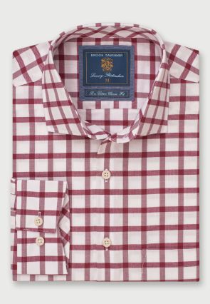 Regular Fit Fit Wine Check Cotton Oxford Shirt