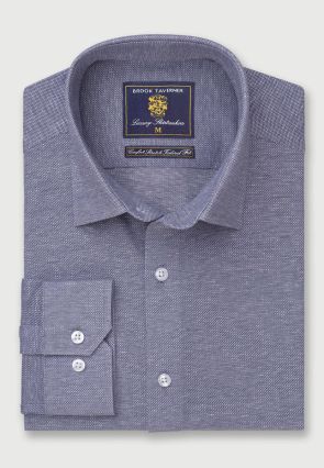 Tailored Fit Navy Knitted Shirt