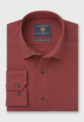 Tailored Fit Wine Knitted Cotton Shirt