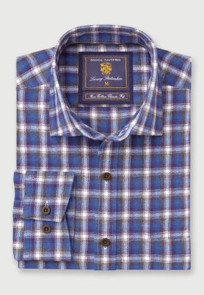 Regular Fit Blue Check 36.5" Sleeve Cotton Shirt