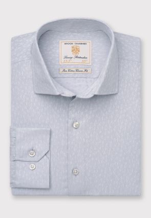 Regular Fit Silver Grey Floral Jacquard Cotton Shirt