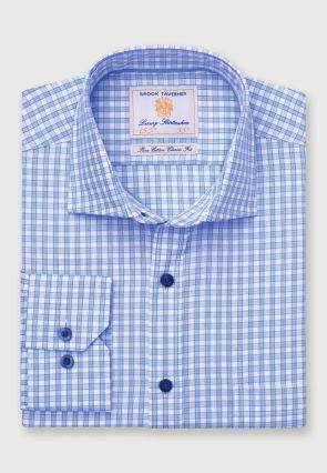 Regular Fit Sky Blue Check Cotton Shirt