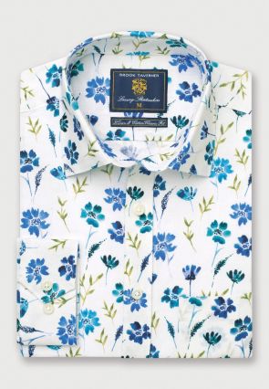 Regular Fit Fit Meadow Print Linen Cotton Shirt