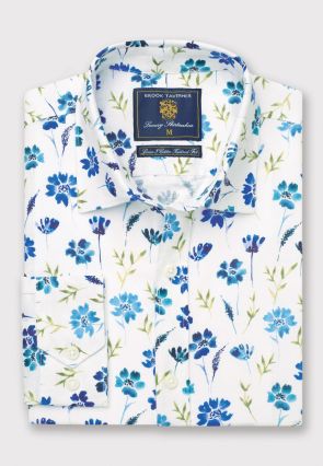 Tailored Fit Meadow Print Linen Cotton Shirt