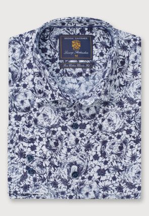 Regular Fit Navy Bear Print Cotton Shirt