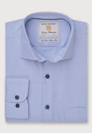 Regular Fit Blue Dobby Cotton Shirt